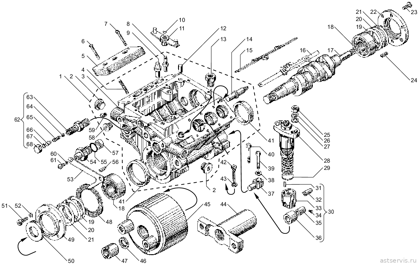 Рисунок 40 – Топливный насос высокого давления V-образный